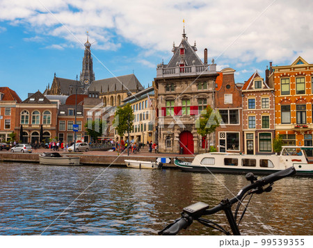 Riverside of Spaarne in Haarlem, Netherlands 99539355