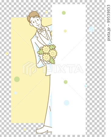A man in a groom's outfit peeking from the side A man in a groom's outfit peeking from the side 99539853