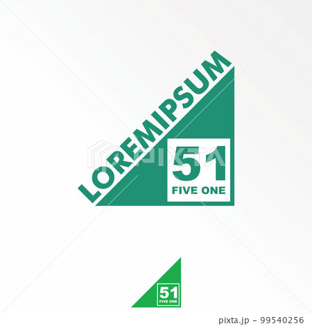 Number 51 or five one sans serif font inside triangle block image graphic icon logo design abstract concept vector stock. Can be used as a symbol associated with initial or sport 99540256