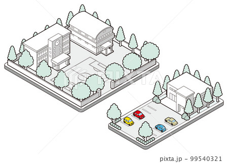 建物の立体的なイラスト. 街並みの景観. 99540321