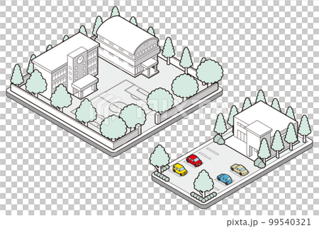 建物の立体的なイラスト. 街並みの景観. 99540321