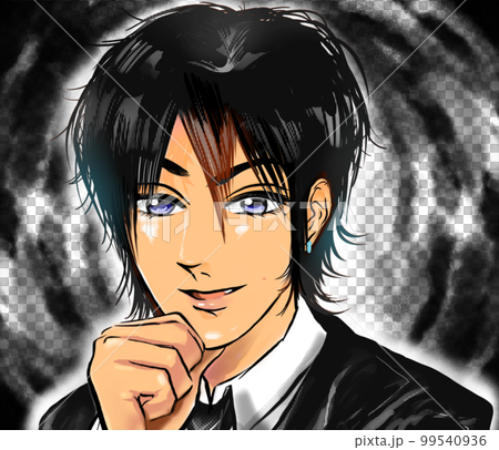 一幅彩色卡通插圖,描繪了 2000 年代早期主持人風格的坦誠男人密謀的事情 一幅彩色卡通插圖,描繪了 2000 年代早期主持人風格的坦誠男人密謀的事情 99540936