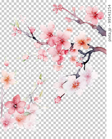 桃花水彩插圖/AI圖像 99543254