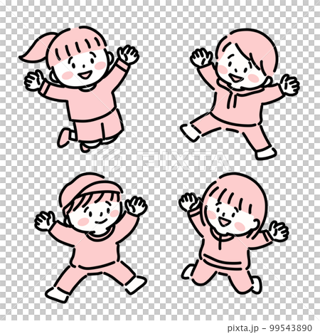 笑顔でジャンプする子ども達 笑顔でジャンプする子ども達 99543890
