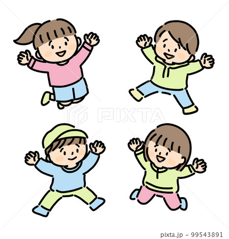 笑顔でジャンプする子ども達 笑顔でジャンプする子ども達 99543891