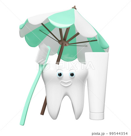 3d dental molar teeth model icon with toothbrush, toothpaste tube, umbrella isolated. tooth decay prevention, health of white teeth, oral care, 3d render illustration 3d dental molar teeth model icon with toothbrush, toothpaste tube, umbrella isolated. tooth decay prevention, health of white teeth, oral care, 3d render illustration 99544354