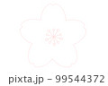 かわいいシンプルな桜の花の線画イラスト　単品 99544372