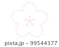 かわいいシンプルな桜の花の線画イラスト　単品 99544377