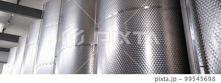 Line of industrial chemical tanks in chemical pharmaceutical production Line of industrial chemical tanks in chemical pharmaceutical production 99545698