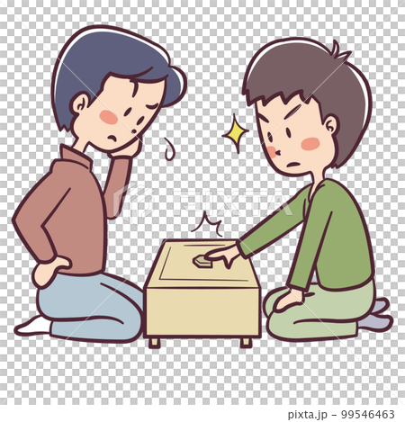 Illustration of a man playing shogi 99546463