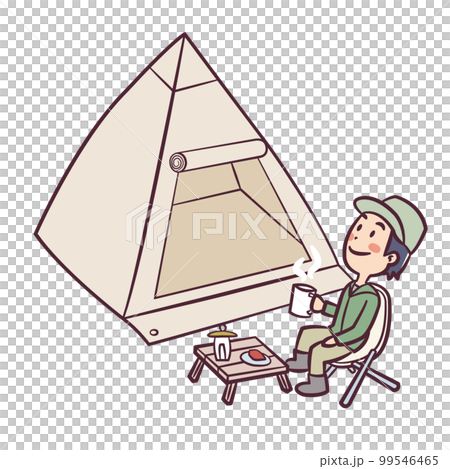 一個人獨自露營的插圖 99546465