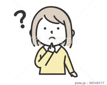 頭にはてなマークをうかべて疑問をもつ表情の女の子 頭にはてなマークをうかべて疑問をもつ表情の女の子 99546577