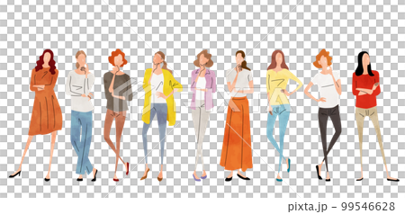 Vector illustration material: thinking, women with doubts, person set 99546628