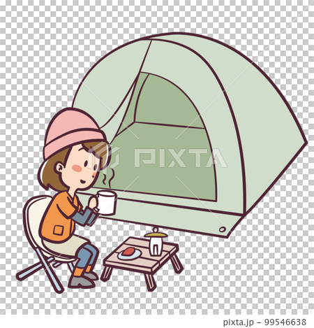 Illustration of a woman camping solo 99546638