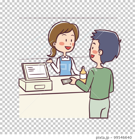 帶有用於電暈對策的丙烯酸板的收銀機的插圖 帶有用於電暈對策的丙烯酸板的收銀機的插圖 99546640