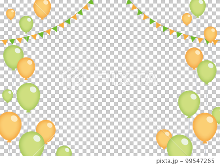黄緑とオレンジの風船のフレーム 黄緑とオレンジの風船のフレーム 99547265