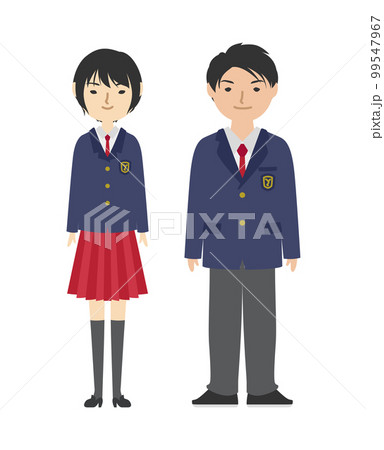 赤系のブレザー制服を着た高校生たち 赤系のブレザー制服を着た高校生たち 99547967