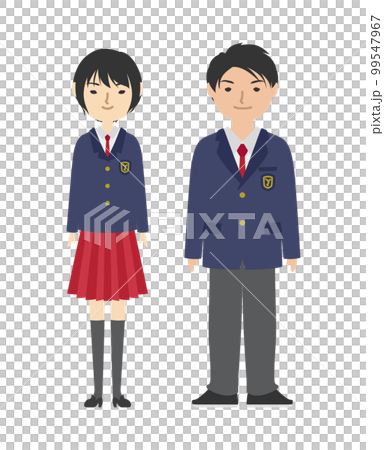 赤系のブレザー制服を着た高校生たち 赤系のブレザー制服を着た高校生たち 99547967