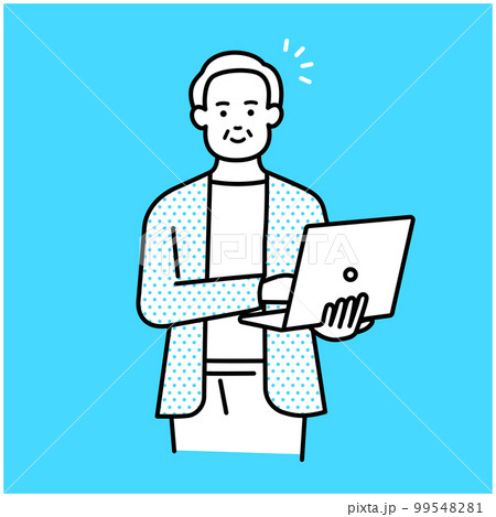 ノートパソコンを持ったシニアのビジネスマン ノートパソコンを持ったシニアのビジネスマン 99548281