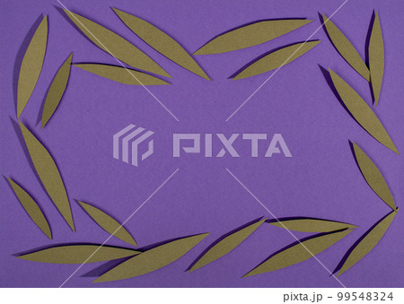 Lent background. Paper leaves frame on purple background. Suitable for Lent season information. 99548324