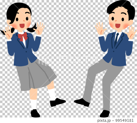 Illustration set where male and female students are surprised and pleased Illustration set where male and female students are surprised and pleased 99549181