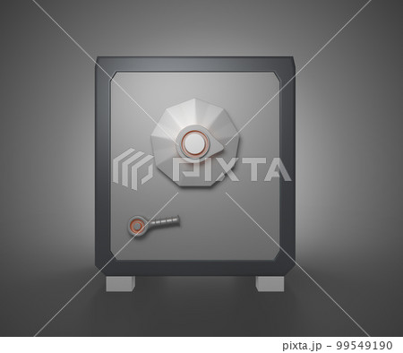 Bank safe vault with closed steel door isolated on black background 3d render. Cartoon icon of metal box with lock and code combination for gold and money storage front view Bank safe vault with closed steel door isolated on black background 3d render. Cartoon icon of metal box with lock and code combination for gold and money storage front view 99549190