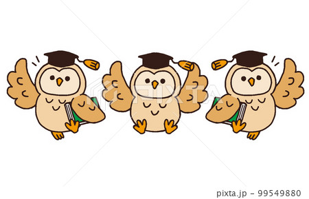 フクロウ博士イラストセット（線画カラー） 99549880