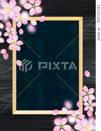 桜の黒板フレーム　背景素材 99550181