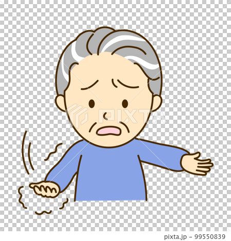 An old man whose arms are paralyzed due to a stroke 99550839