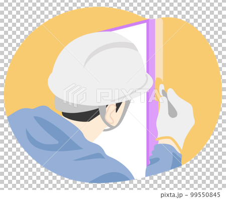 刷毛で塗る男性作業員 99550845
