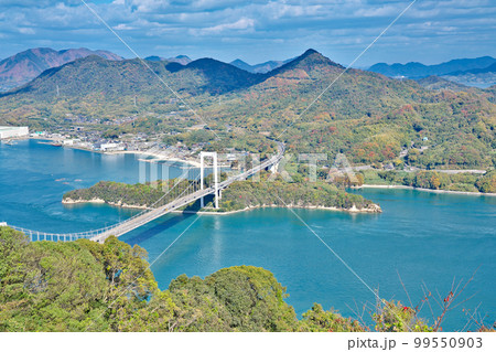 【カレイ山展望台から伯方・大島大橋】 愛媛県今治市宮窪町宮窪 【カレイ山展望台から伯方・大島大橋】 愛媛県今治市宮窪町宮窪 99550903
