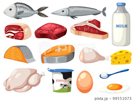Set of cartoon protein food 99551073