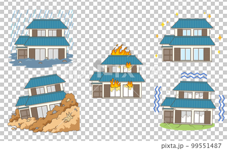 日本房屋陷入自然災害等困境的插圖集 99551487