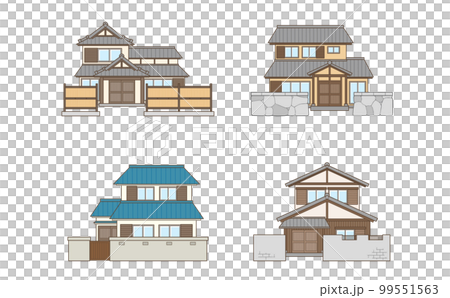 垣根のある日本家屋のイラストセット 99551563