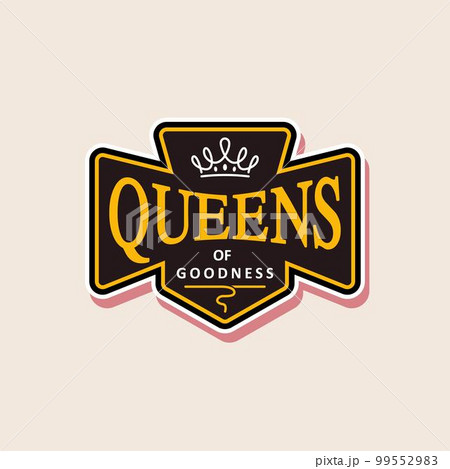 Queen Shield Logo With Crown Icon In Medieval...のイラスト素材