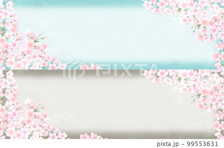 満開の桜ヨコナガ-あさぎ・うすねず-　イラスト素材 色違い・差分あり 99553631