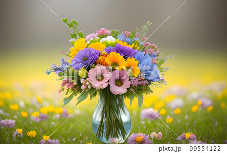 Fresh bright spring flowers in a bouquet 99554122