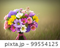 Fresh bright spring flowers in a bouquet 99554125