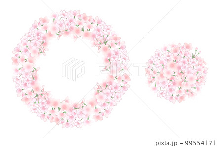 満開の桜のリース -白背景-　イラスト素材 色違い・差分あり 99554171