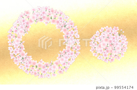 満開の桜のリース -金色背景- イラスト素材 色違い・差分あり 満開の桜のリース -金色背景- イラスト素材 色違い・差分あり 99554174