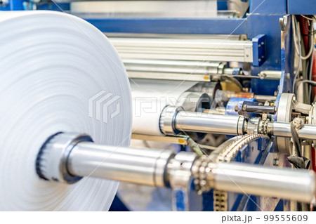 production of plastic packaging in a factory on an automated line 99555609