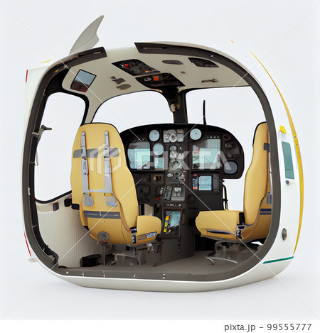 Modern light sport helicopter cabin dashboard, steering wheel, pilot and passenger seats. Modern light sport helicopter cabin dashboard, steering wheel, pilot and passenger seats. 99555777