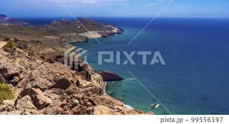 Panoramic View from Vela Blanca Volcanic Dome, Cabo de Gata-Nijar Natural Park, Spain 99556397