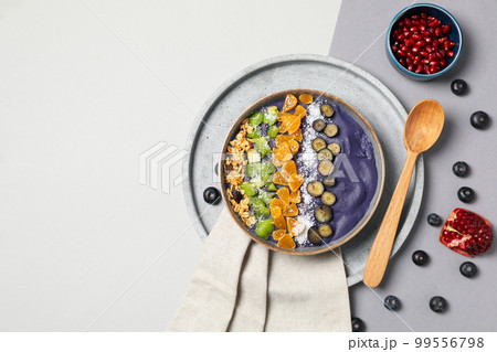 Concept of healthy food with acai smoothie, space for text 99556798