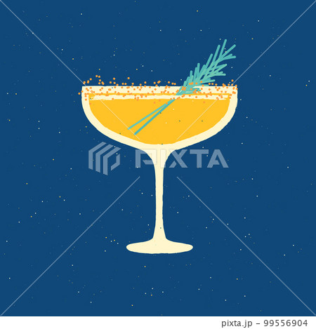 Alcohol drink with rosemary for holiday. Flat vector illustration with texture Alcohol drink with rosemary for holiday. Flat vector illustration with texture 99556904