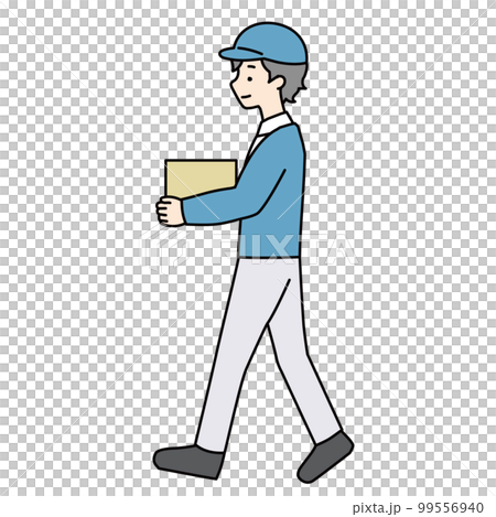 Illustration of a deliveryman carrying courier Illustration of a deliveryman carrying courier 99556940