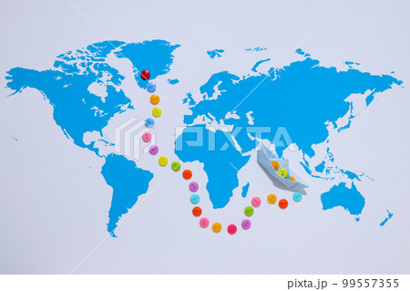 Concept of travel and adventure with paper boat 99557355