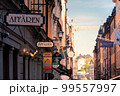 Signs over the different shops in the old town 99557997