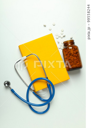 Concept of medical education and books, top view 99558244