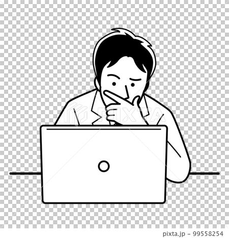 パソコンの画面を見る男性 99558254